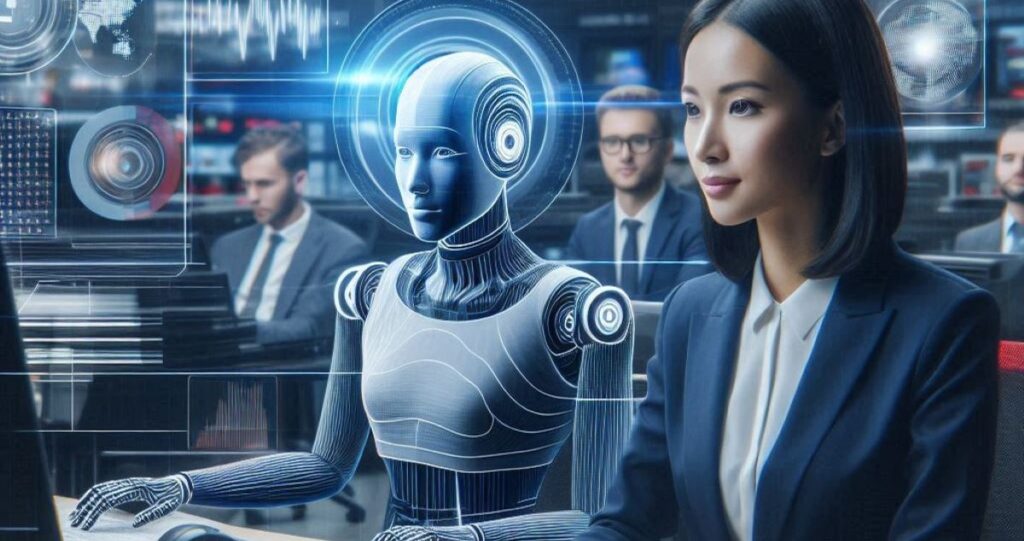 jornalista-e-robo-ia-escrevendo-materia